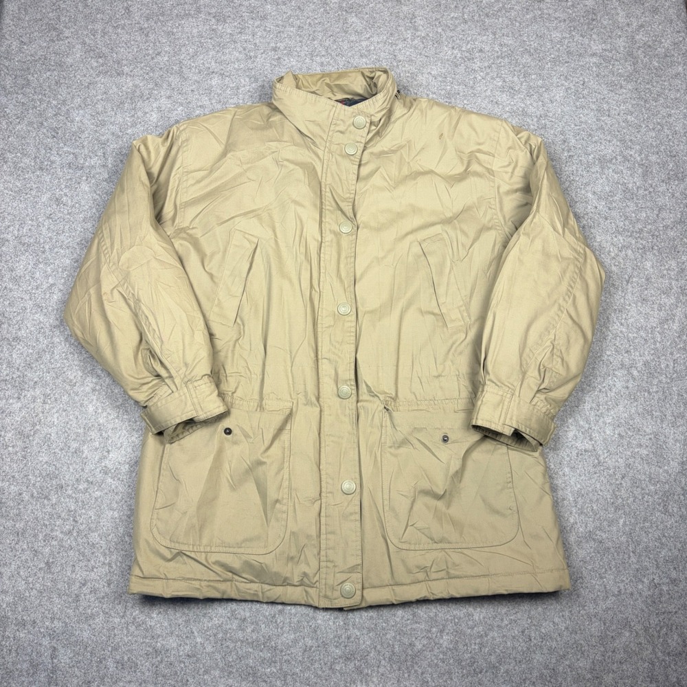 Cabin Creek Mens Large Tan Khaki Plaid Lined Utility Field Jacket RN 93677